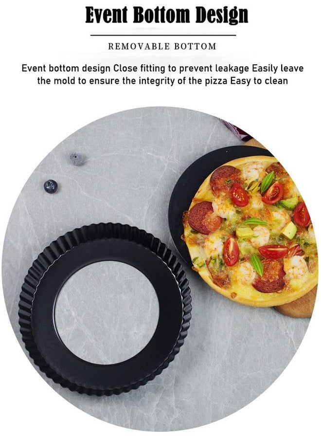 MobFest® Non-Stick Carbon Steel Made Quiche Tart Molds Pie Pizza Cake Round Mould Removable Loose Bottom Fluted Pie Cake Tray for Baking, 9 inch - Image 5