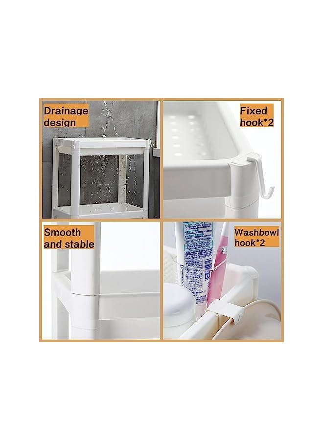 راكسوم رف دش ذكي 4 طبقات، منظم علبة الدش، زاوية رف المطبخ، وحدة تخزين الحمام، أرفف الدش، حوامل رف الدش البلاستيكية، وحدة تخزين الحمام المفتوحة للمطبخ، الحمام - Image 5