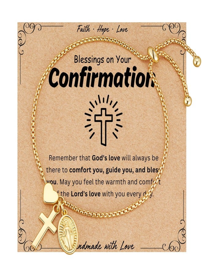 Diorra Easter Basket Stuffers, Baptism Cross Bracelet Gift for Girls, Catholic Virgin Mary Cross Heart Bracelet Confirmation First Communion Religious Christian Jewelry Gift for Girls Women - Image 1