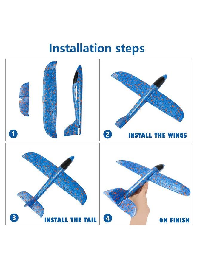 kizh ألعاب طائرة رغوية قابلة للرمي مقاس 13.5 بوصة طائرة شراعية طائرة بالقصور الذاتي وظائف دائرية يدوية طائرة طيران ممتعة أفضل متعة خارجية للأطفال الأولاد والبنات قطعتان - Image 4