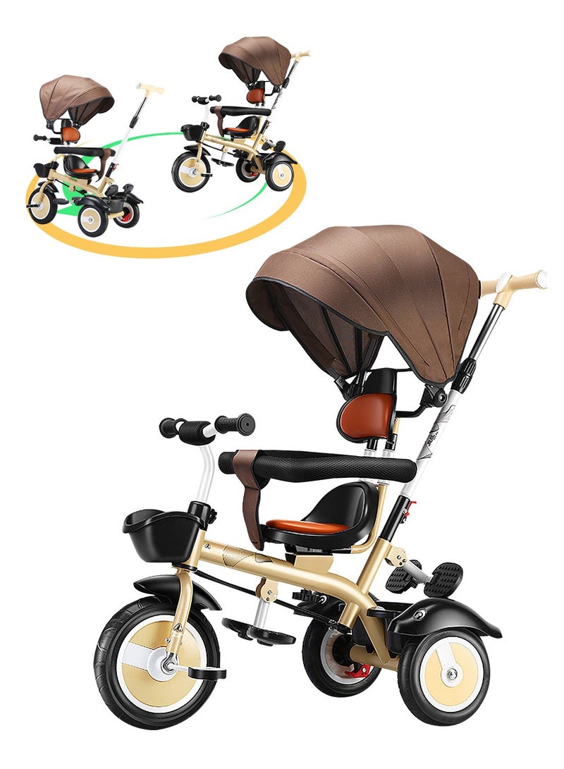 MaBaby 4-in-1 Tricycle for Kids,  Kids Bicycle with Adjustable Push Handle and folding 2-Way Trikes Swivel Seat, for 1-6 Years Boys and Girls - Image 1
