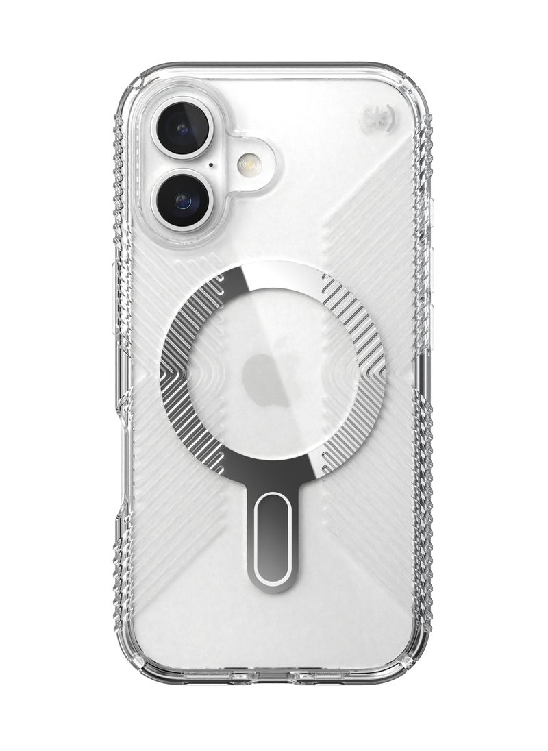 Speck iPhone 16 Presidio Perfect Clear Grip Magsafe with ClickClock- CLEAR/CLEAR/CHROME FINISH/SERENE SILVER - pzsku/ZC98D56AE2372618779F7Z/45/_/1740036798/07692257-b45c-4509-91e9-771466ce7cf8