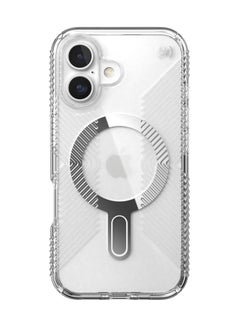 Speck Speck iPhone 16 Presidio Perfect Clear Grip Magsafe with ClickClock- CLEAR/CLEAR/CHROME FINISH/SERENE SILVER  - Image 2