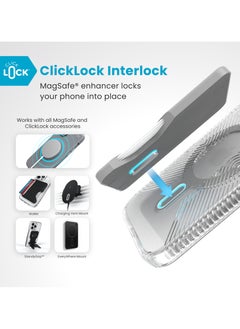Speck Speck iPhone 16 Presidio Perfect Clear Grip Magsafe with ClickClock- CLEAR/CLEAR/CHROME FINISH/SERENE SILVER  - Image 4