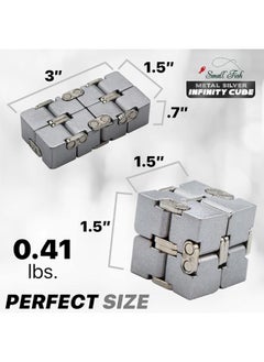 SMALL FISH Metal Infinity Cube Toy for Kids, Teens, and Adults, Best Desk Gadget and Sensory Tool for Fidgeting, Anxiety, and Stress Relief, Cool Office Decor and Gift for Men in Metal Aluminum Fidget Toy  - Image 1