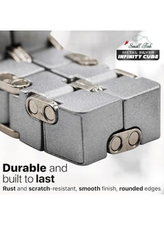 SMALL FISH Metal Infinity Cube Toy for Kids, Teens, and Adults, Best Desk Gadget and Sensory Tool for Fidgeting, Anxiety, and Stress Relief, Cool Office Decor and Gift for Men in Metal Aluminum Fidget Toy  - Image 4