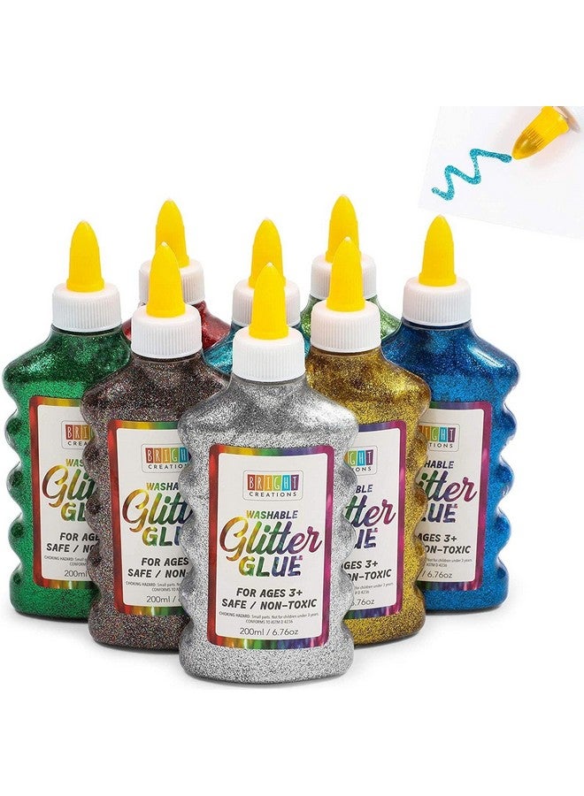 برايت كرياشنتس غراء برايت كرييشنز مع بريق للفنون والحرف اليدوية، 8 ألوان (6.76 أونصة، عبوة من 8 قطع) - Image 1