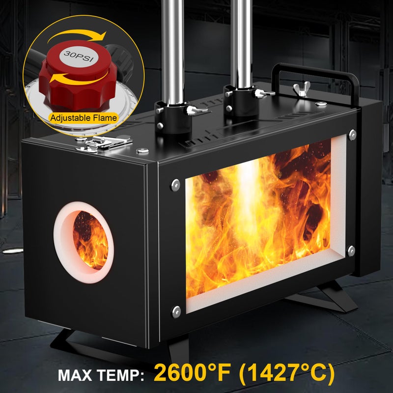 Molten Masters MMasters Propane Forge Kit, Dual Burners, 2600â„‰ Gas Forge for Blacksmithing and Metal Forging, Portable Steel Forge with Openable Door - Image 2