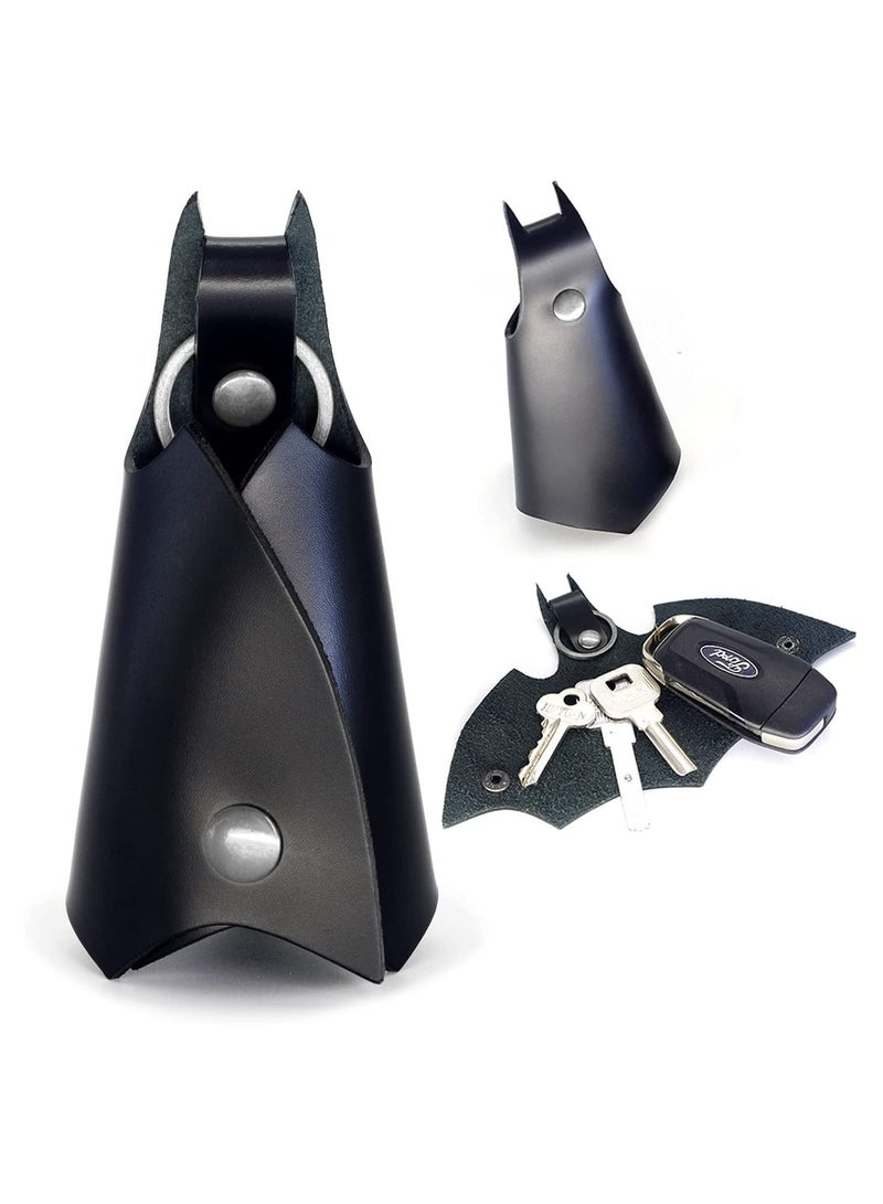 SYOSI KeyChain Leather Bat for men and women Car key fob case,Leather pop keys ring cover holder,intended for bmw man key chain - Image 1