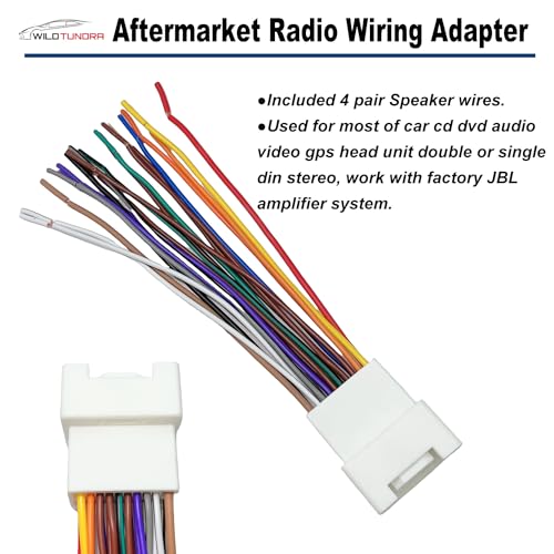 WildTundra 20 Pin Radio Wiring Harness Replacement for Toyota(2000-2006) 4Runner Avalon Camry with JBL Amplifier, Car Stereo Speaker and Power Cable fit for Double/Single Din Stereo Head Unit - Image 4