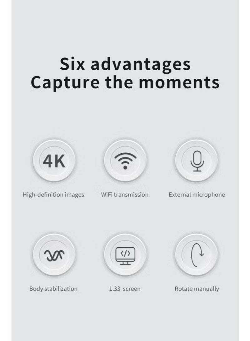 Lowyam Handheld 4K Waterproof Action Camera - 270° Rotating Lens Vlog Camera with 1.3" Screen, 30M Dive Case & 128GB Card for Outdoor Sports, 30FPS Recording - Image 5