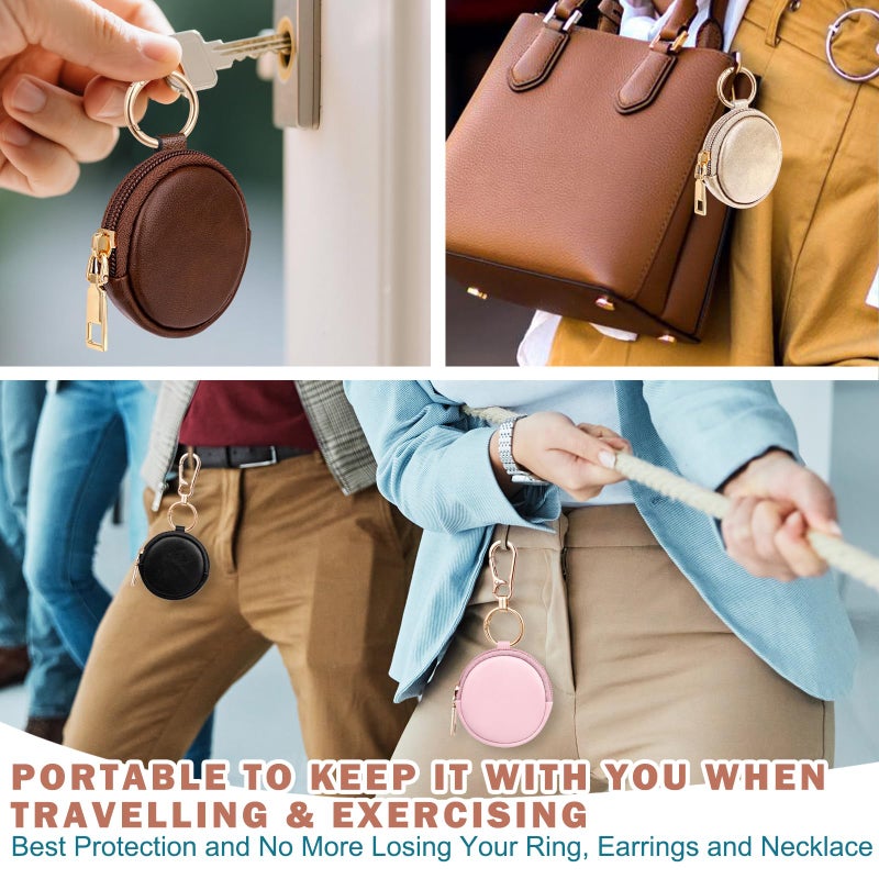 LUCKINEE Portable Gym Jewelry Ring Holder Keychain, Small Travel Ring Holder Earring Stud Necklace Storage Case Ring Holder Gifts for Women and Girls - Image 5