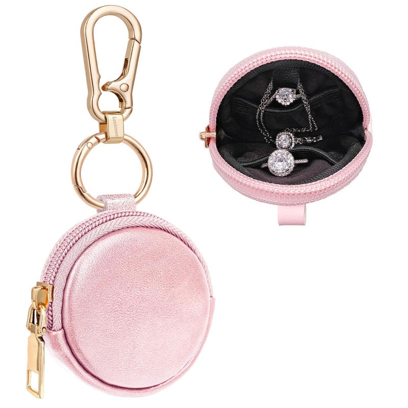 LUCKINEE Portable Gym Jewelry Ring Holder Keychain, Small Travel Ring Holder Earring Stud Necklace Storage Case Ring Holder Gifts for Women and Girls - Image 1