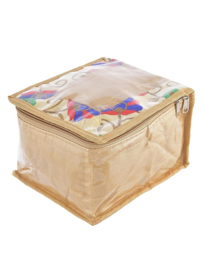 Kuber Industries Kuber Industries Jewellery Kit | Cosmetic Storage Box | Travel Pouch | Jewellery Box for Women | Jewellery Makeup Organizer | 10 Different Pouch | Flower Printed | Gold  - Image 1