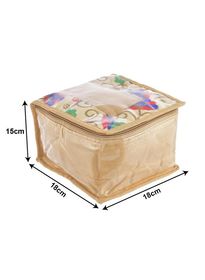 Kuber Industries Kuber Industries Jewellery Kit | Cosmetic Storage Box | Travel Pouch | Jewellery Box for Women | Jewellery Makeup Organizer | 10 Different Pouch | Flower Printed | Gold  - Image 3