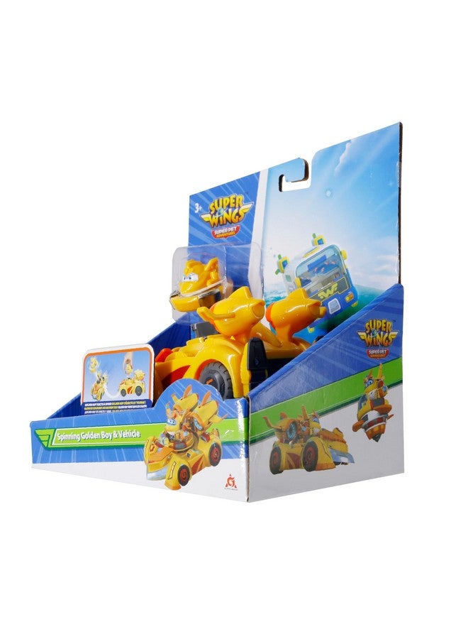 SUPER WINGS Alpha Group Super Wings Golden Boy Spinning Battling Tops & Cars Toys, Yellow Car Toys for Kids Age 3+, Little People Race Toy Cars for Boys and Girls, Best Gifts for Kids Boys Girls - Image 4