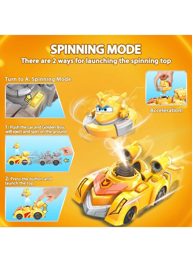 SUPER WINGS Alpha Group Super Wings Golden Boy Spinning Battling Tops & Cars Toys, Yellow Car Toys for Kids Age 3+, Little People Race Toy Cars for Boys and Girls, Best Gifts for Kids Boys Girls - Image 2