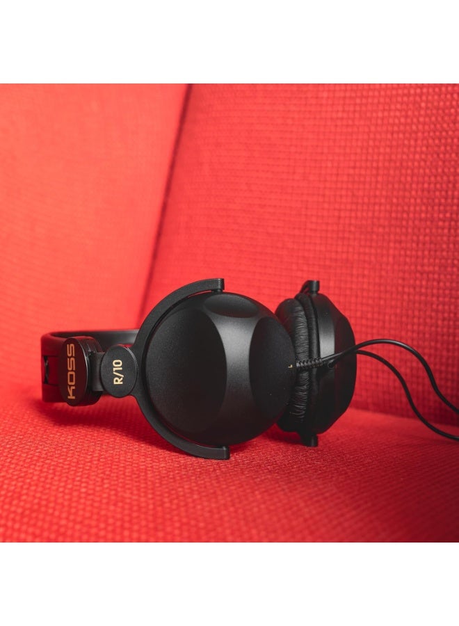 KOSS سماعات كوس R-10 فوق الأذن، خفيفة الوزن، سلك بطول 8 أقدام، تصميم ريترو، أسود - Image 3