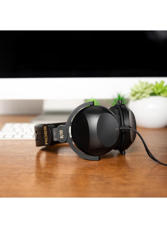 KOSS سماعات كوس R-10 فوق الأذن، خفيفة الوزن، سلك بطول 8 أقدام، تصميم ريترو، أسود - Image 2