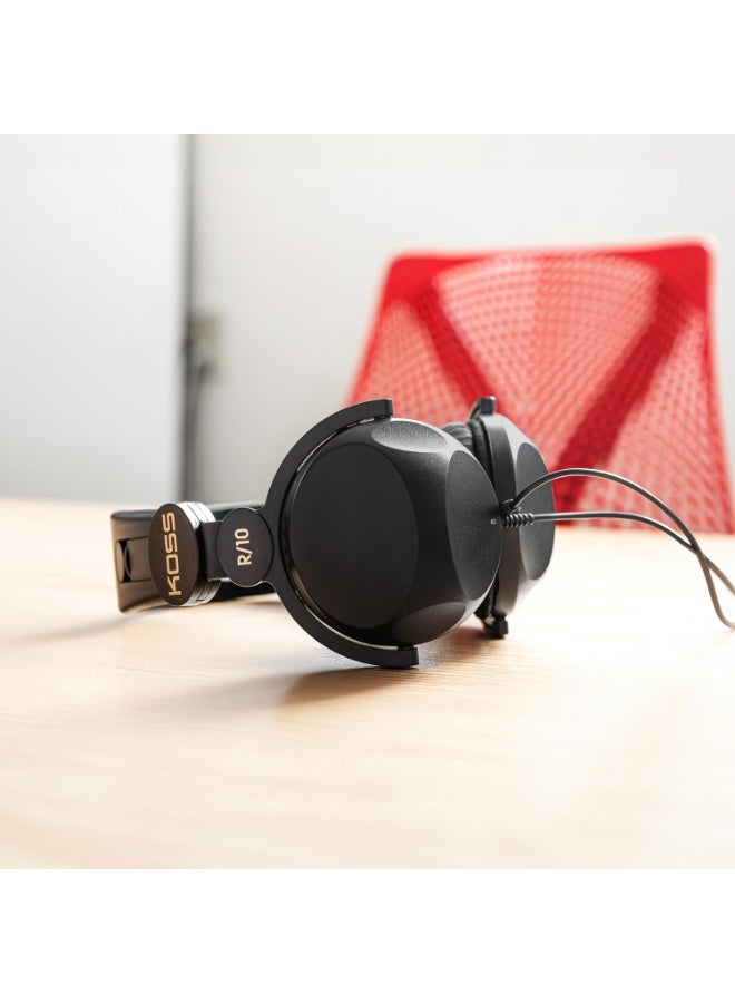 KOSS سماعات كوس R-10 فوق الأذن، خفيفة الوزن، سلك بطول 8 أقدام، تصميم ريترو، أسود - Image 1