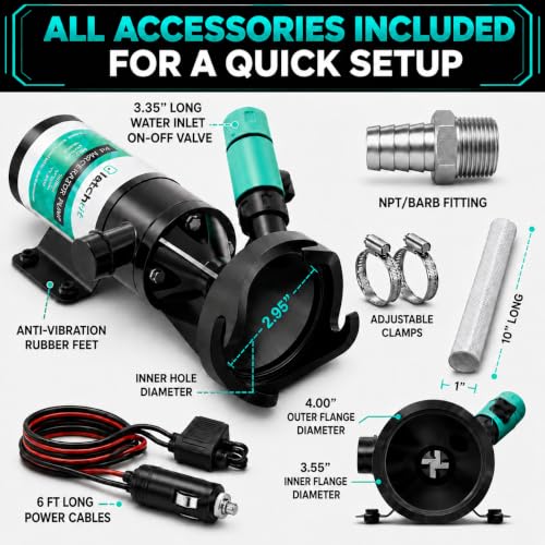 LATCH.IT LATCHIT V20 RV Macerator Pump 12VDC 1215GPM Macerator Pump for RV 10Feet Lift RV Waste Pump Macerator SelfPriming Portable Portable RV Waste Pump wFittings Hoses Clamps - Image 5