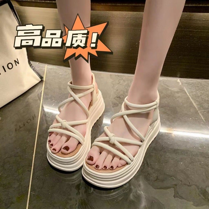 Wedge Heeled Sandals For Summer Style Explosive Cyber Celebrous Platform Thick Bottom Lightweight Non-Slip Student Fairy - Image 1