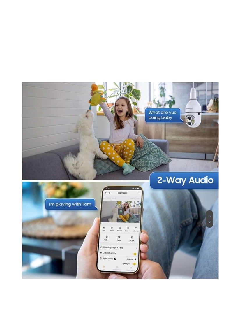 prolab 10x zoom bulb camera 8 mega pixel 4k recording with two way audio motion detection and 360 movement with night vision - Image 2