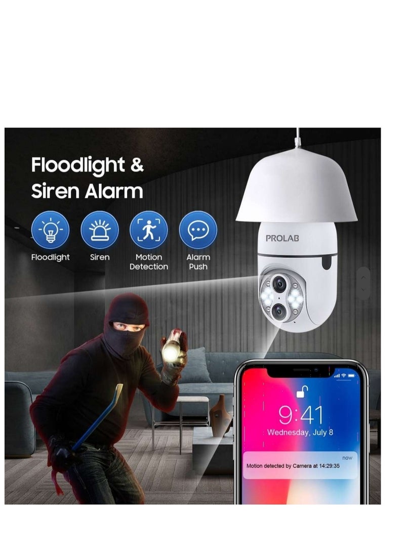 prolab 10x zoom bulb camera 8 mega pixel 4k recording with two way audio motion detection and 360 movement with night vision - Image 4