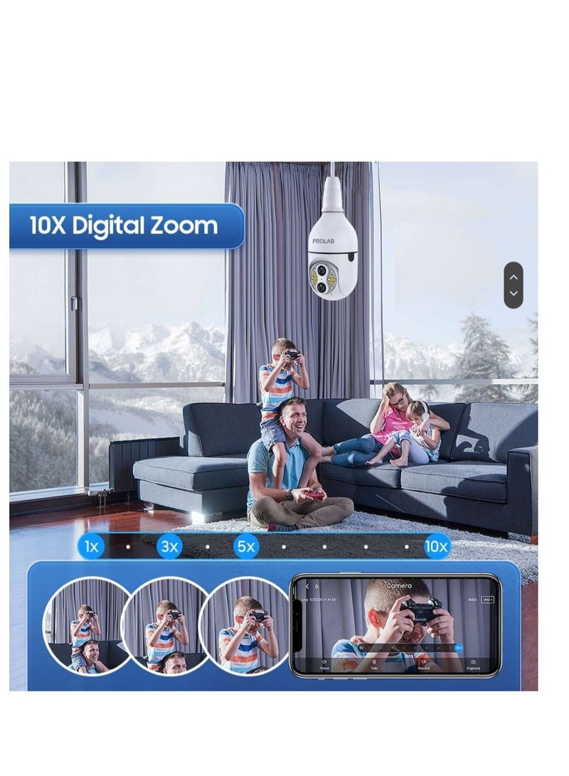 prolab 10x zoom bulb camera 8 mega pixel 4k recording with two way audio motion detection and 360 movement with night vision - Image 5
