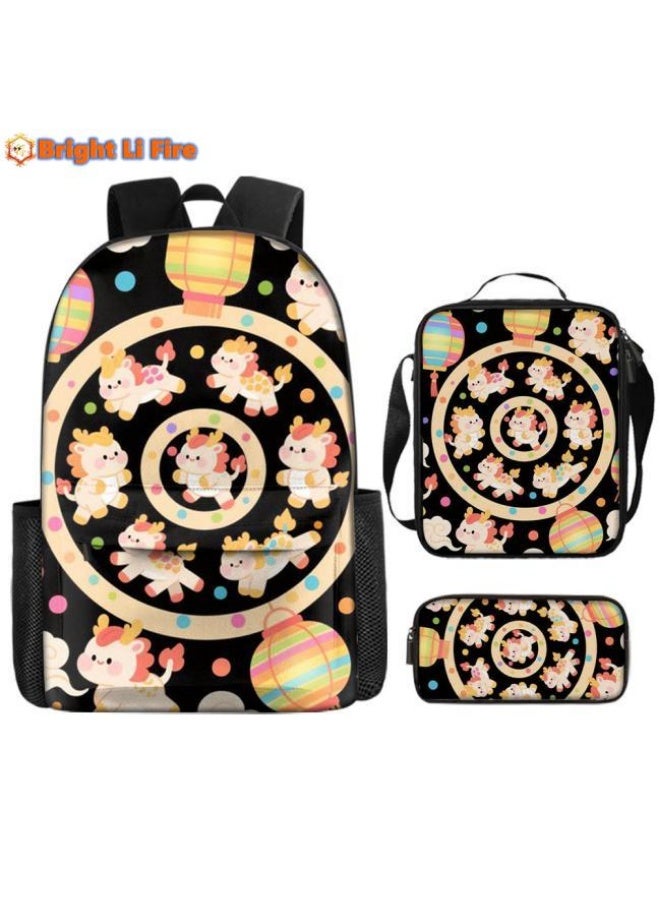Bright Li Fire is a popular new interesting cartoon, fashionable and practical bag three-piece set (students, children, friends' outings, mountain climbing sports, etc. can be used) - 99 - Image 1