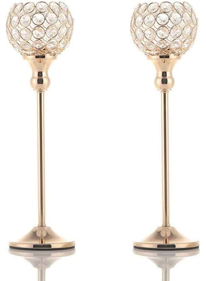 Set of 2 Multicoloured Candle Holders Size One - Image 1
