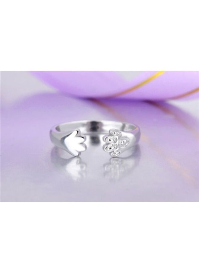 yongsheng Cat Paw Shaped Metal Ring,Pet Lovers Paw Print Ring - Silver Adjustable Open Ring Pet Memorial Ring for Pet Lovers Dog Cat Pet Claw Ring Paw Print Ring Animal Cat Jewelry Ring for Women Girls Gifts  - Image 2