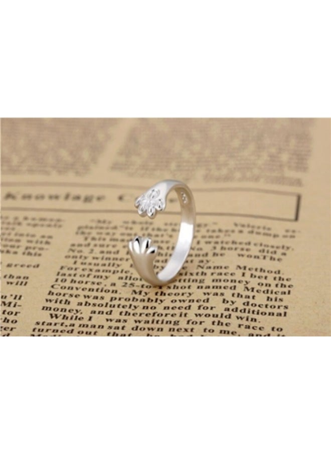 yongsheng Cat Paw Shaped Metal Ring,Pet Lovers Paw Print Ring - Silver Adjustable Open Ring Pet Memorial Ring for Pet Lovers Dog Cat Pet Claw Ring Paw Print Ring Animal Cat Jewelry Ring for Women Girls Gifts  - Image 4