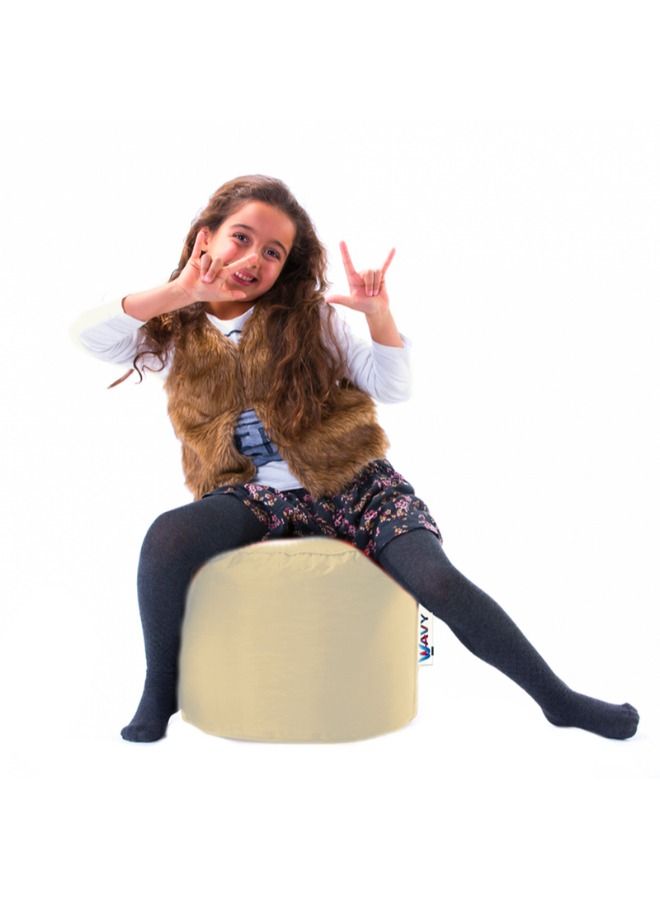 WAVY Beige Footstool Bean Bag -  Waterproof - Image 1