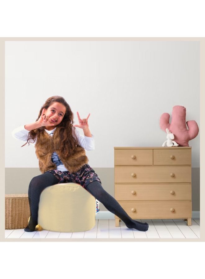 WAVY Beige Footstool Bean Bag -  Waterproof - Image 2