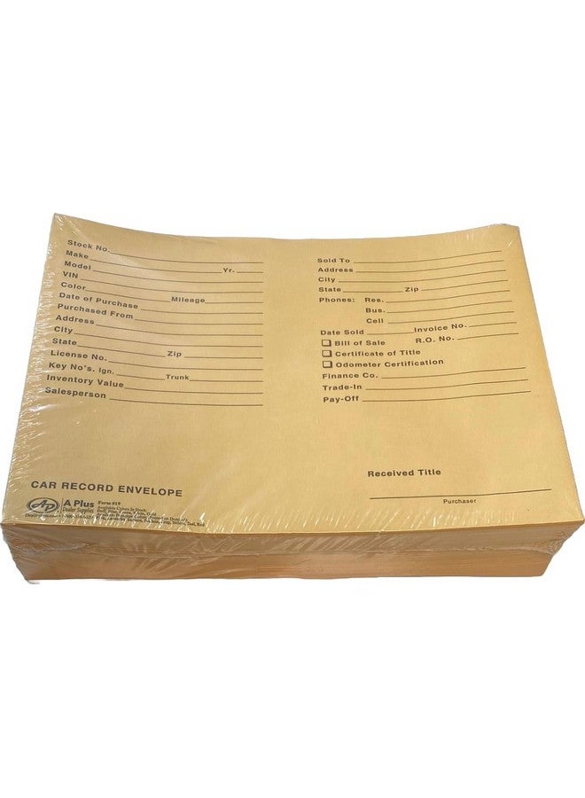 A PLUS Car Record Envelope 19 Vehicle Dealer Jackets 100 Quantity Buff (W3) - Image 3