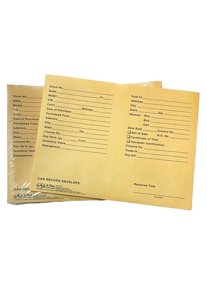 A PLUS Car Record Envelope 19 Vehicle Dealer Jackets 100 Quantity Buff (W3) - Image 2