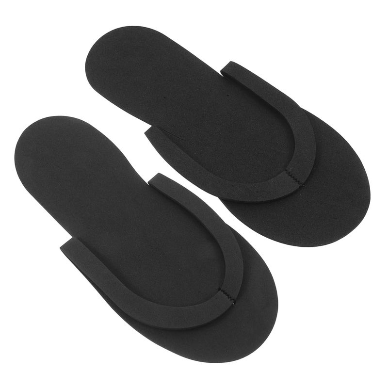 Black Disposable Indoor Spa Slippers 12 Pairs Comfortable EVA Material for Home Travel - Image 1