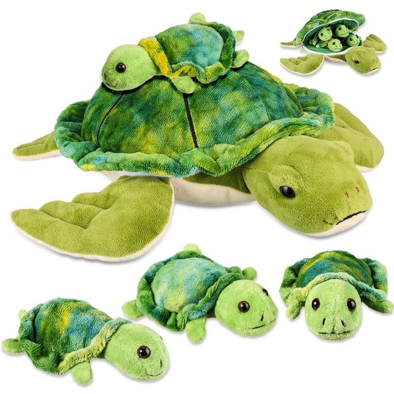 Aoriher 5 Piece Plush Sea Turtle Set  12 Inch Mom with 4 Little Turtles Soft Plush Stuffed Animal Toys for Birthday Party Favors Easter Christmas - Image 2