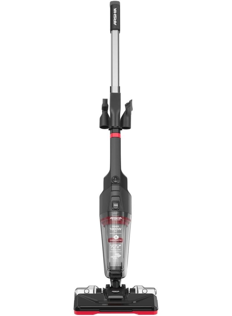 آرشيا مكنسة أرشيا 6 في 1 شفط ومسح للأرضيات والستائر والانتريهات والزوايا – موتور 1000 وات – فلتر HEPA F7 – هادئة 79 ديسيبل – خفيفة ومتعددة الاستخدام – أسود وأحمر - Image 1