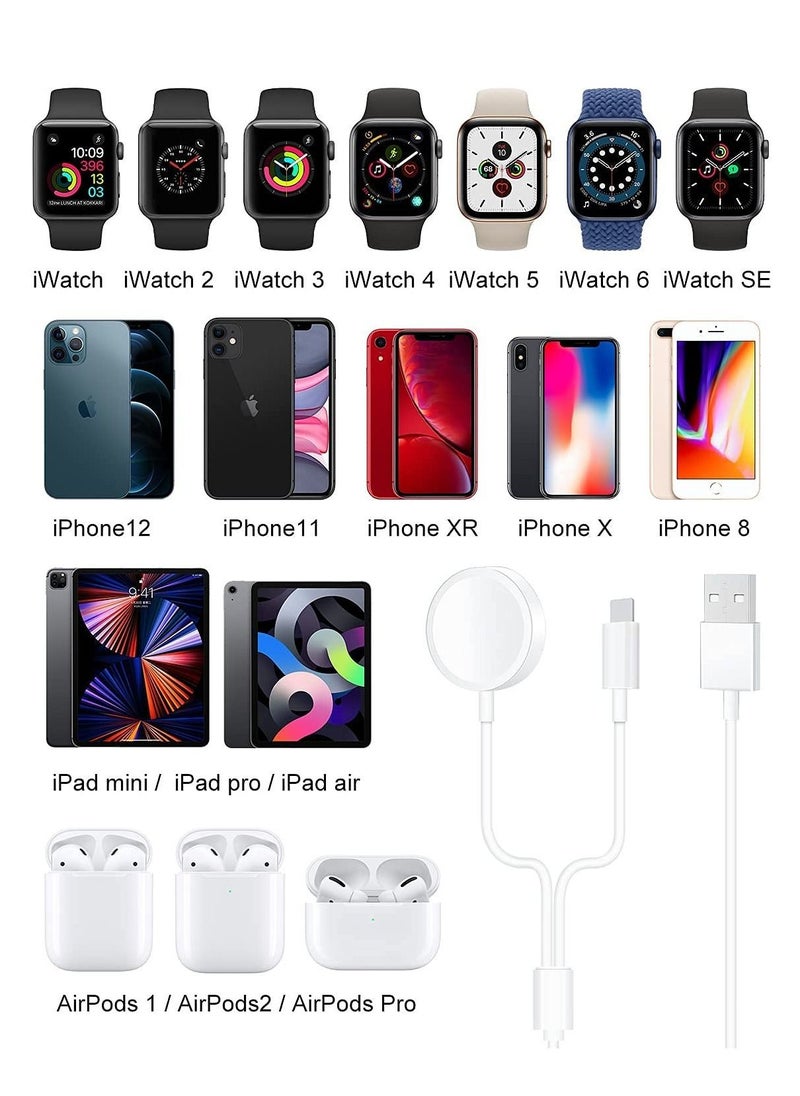 Compatible with Apple Watch Charging Cable Series 7 / 6 / SE / 5 / 4 / 3 / 2 / 1 All Series, Just Place it on and Charge, Convenient to Carry