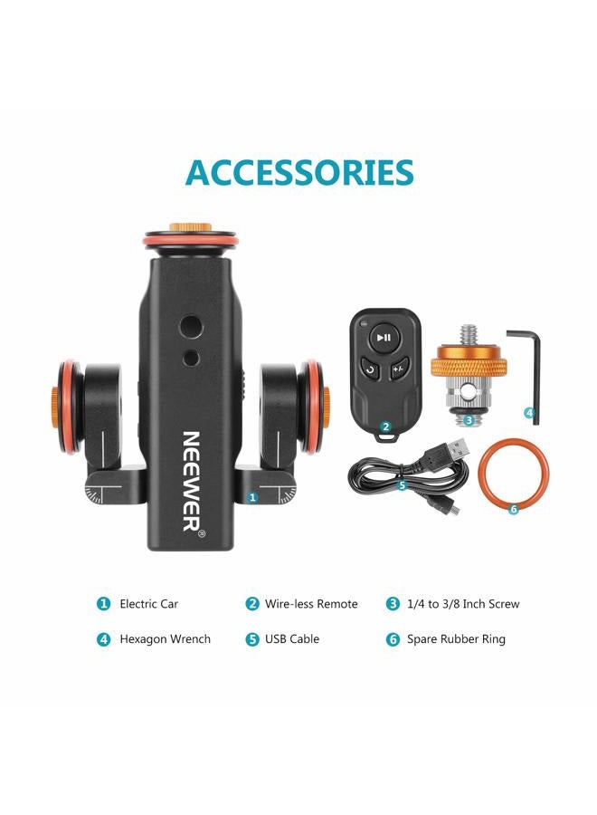 Neewer 3-Wheels Wireless Video Camera Dolly, 3-Speed Motorized Electric Track Rail Slider Dolly Car with Remote Control, Compatible with DSLR Camera, Camcorder, Gopro, iPhone, and Android Smartphone - Image 2
