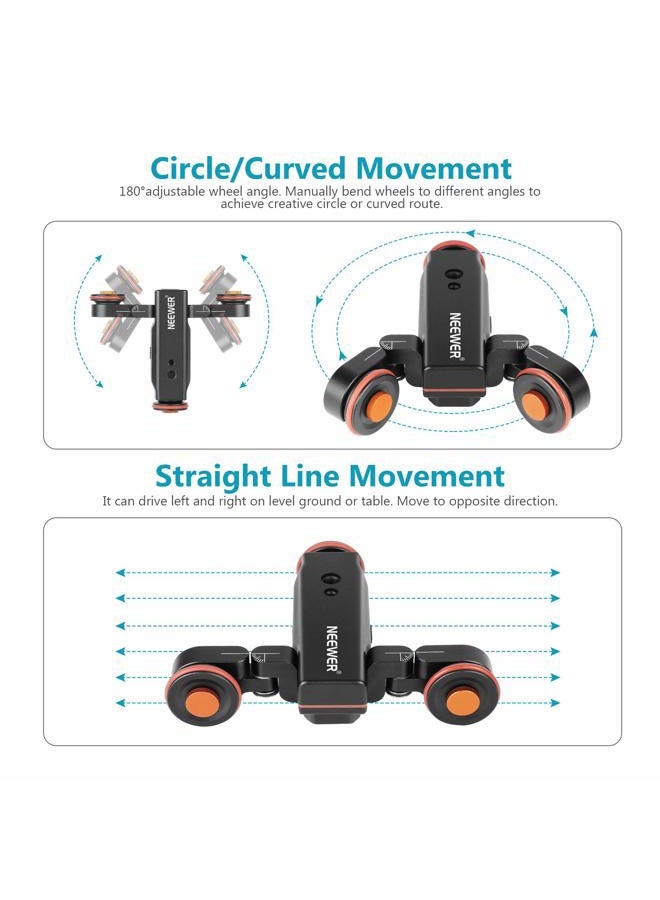 Neewer 3-Wheels Wireless Video Camera Dolly, 3-Speed Motorized Electric Track Rail Slider Dolly Car with Remote Control, Compatible with DSLR Camera, Camcorder, Gopro, iPhone, and Android Smartphone - Image 5