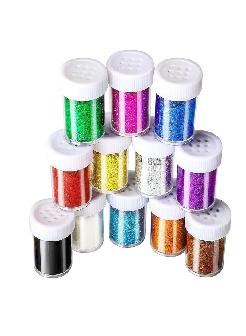 Sadaf Glitter, 12 Pack Fine Glitter, Craft Glitter Powder Shake Jar, Glitter for Resin, Glitter Crafts and Arts, Scrapbooking, Paints, Assorted Color Kit, 17g/Bottle (12 Colors) - Image 1