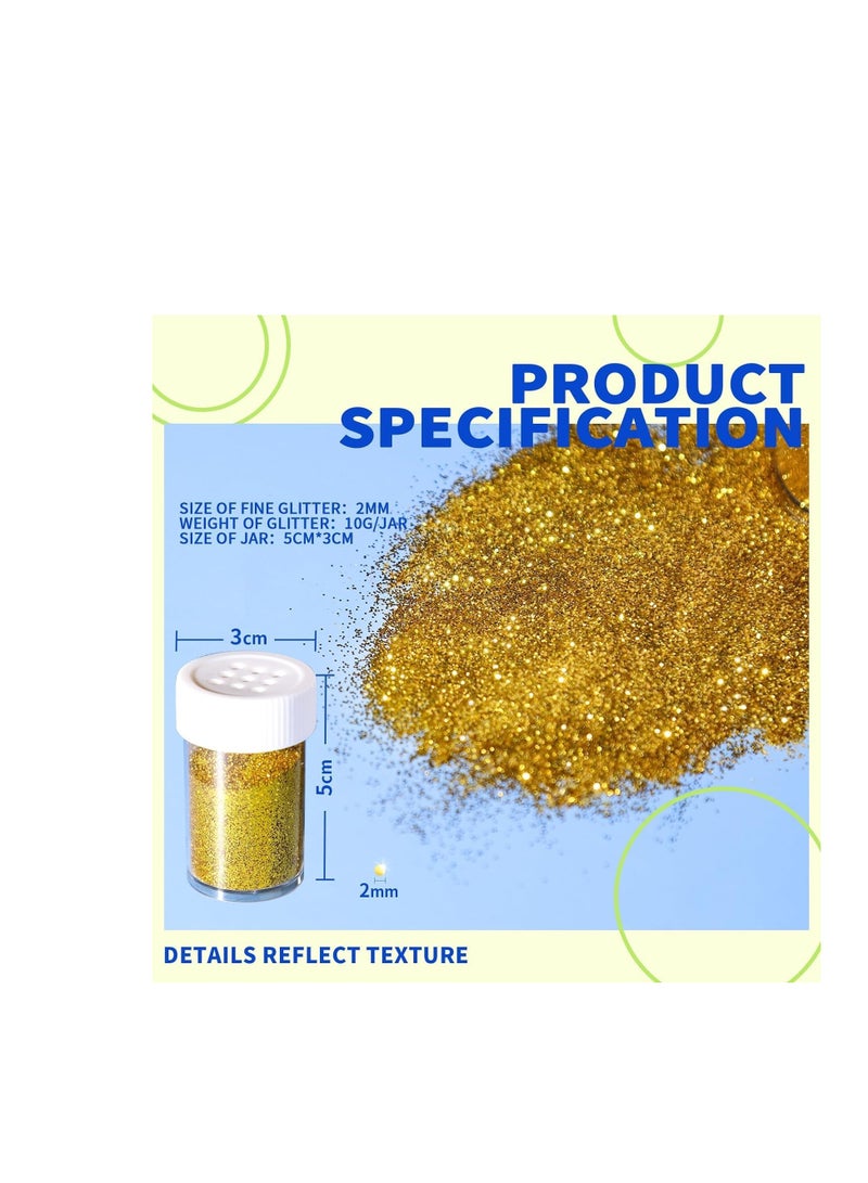 Sadaf Glitter, 12 Pack Fine Glitter, Craft Glitter Powder Shake Jar, Glitter for Resin, Glitter Crafts and Arts, Scrapbooking, Paints, Assorted Color Kit, 17g/Bottle (12 Colors) - Image 3