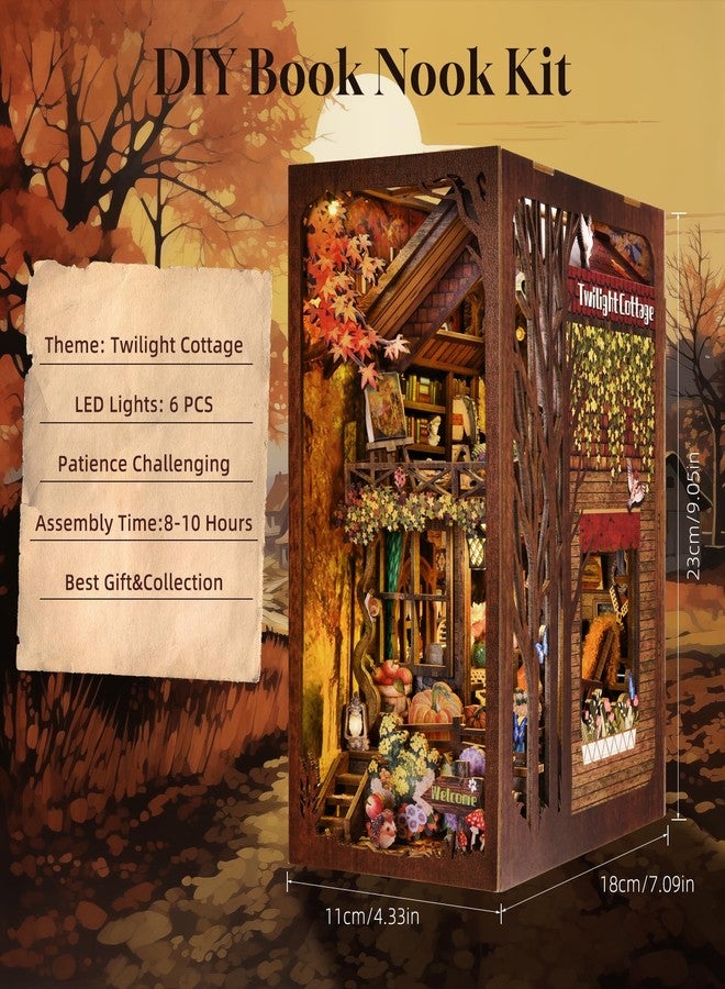ETKVR Book Nook Kit, DIY 3D Wooden Puzzle Bookend Booknook Miniature Doullhouse Kit for Bookshelf Decoration, DIY Model Insert Alley Book Nook Kits for Adults and Teens - Image 5