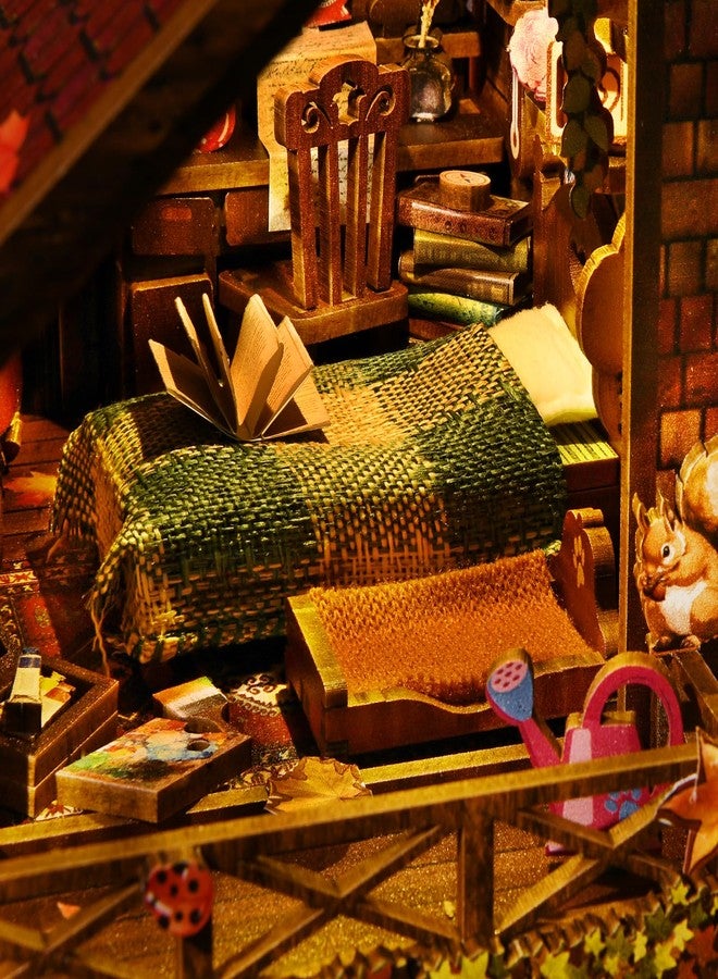 ETKVR Book Nook Kit, DIY 3D Wooden Puzzle Bookend Booknook Miniature Doullhouse Kit for Bookshelf Decoration, DIY Model Insert Alley Book Nook Kits for Adults and Teens - Image 4