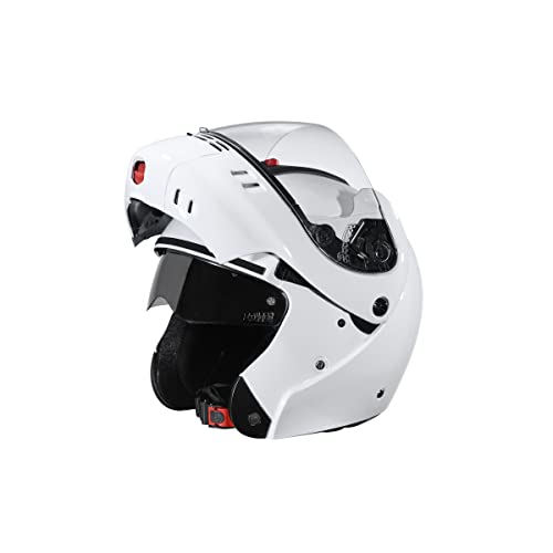 Studds Ninja Pastel Plain Flip Up Full Face Helmet (White, M) - Image 1