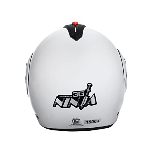 Studds Ninja Pastel Plain Flip Up Full Face Helmet (White, M) - Image 4