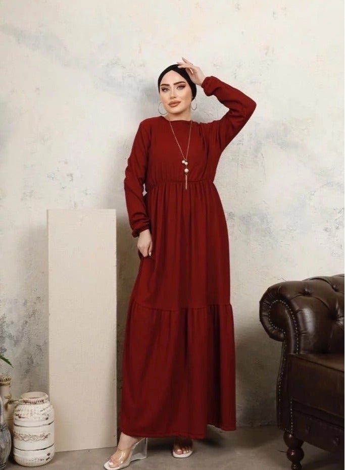 Polyester long dress with necklace